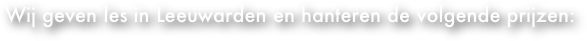 Wij geven les in Leeuwarden en hanteren de volgende prijzen: